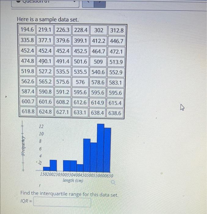 Solved QUESTIOITUT Here is a sample data set. 194.6 219.1 | Chegg.com