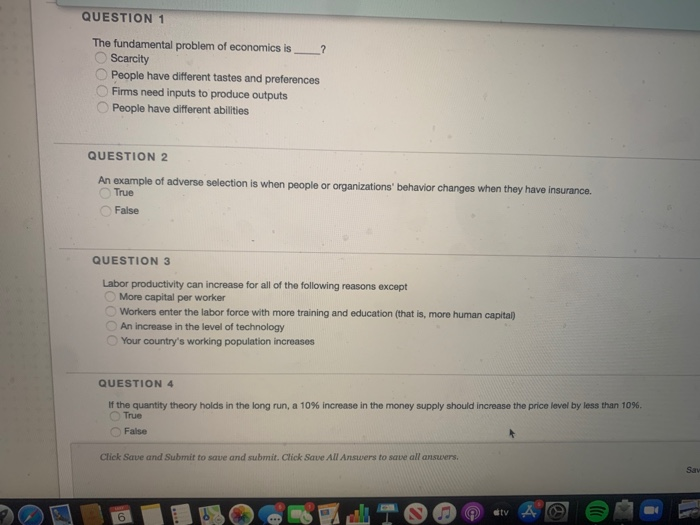 Solved QUESTION 1 The fundamental problem of economics is ? | Chegg.com