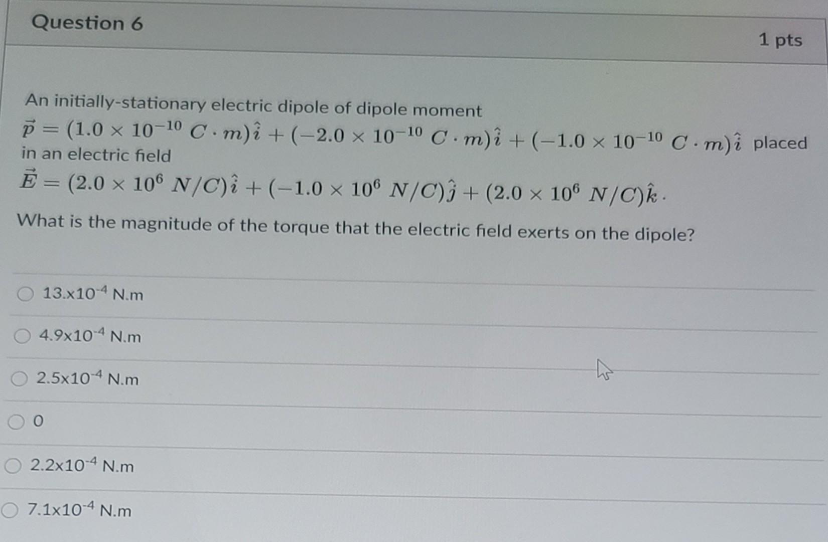 Solved An electric dipole is in a uniform electric field. | Chegg.com