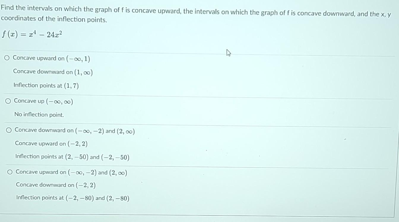 Solved Find the intervals on which the graph of f is concave | Chegg.com