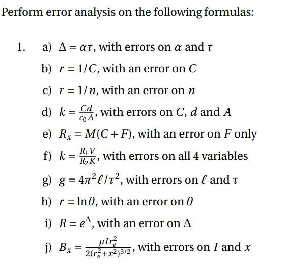 Solved Perform error analysis on the following formulas: 1. | Chegg.com