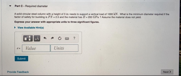 Solved Ideal Column with Pin Supports 11 of 17 Review Part | Chegg.com