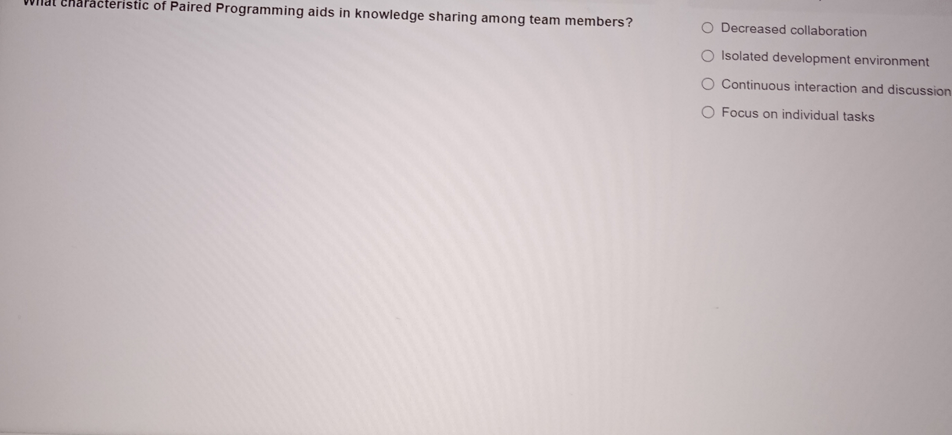 Solved cnaracteristic of Paired Programming aids in | Chegg.com