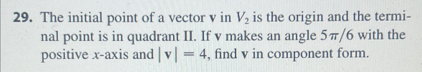 Solved The initial point of a vector v ﻿in V2 ﻿is the origin | Chegg.com