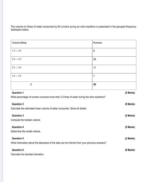 Solved Question 1 What percentage of runners consume | Chegg.com