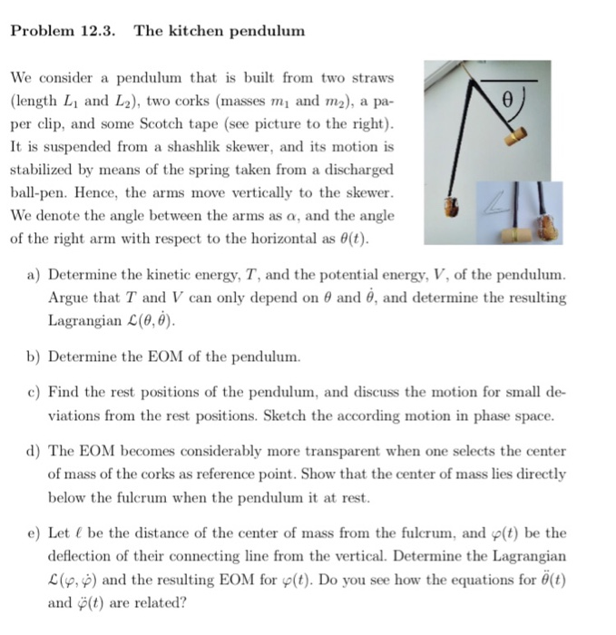 Solved Problem 12.3. The kitchen pendulum We consider a | Chegg.com