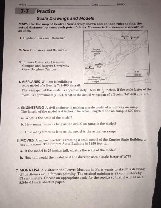 Solved NAME DATE PERIOD 77 Practice Scale Drawings and