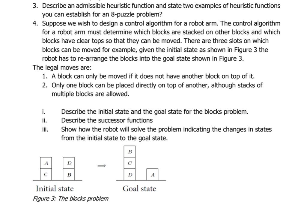 Solved 3. Describe an admissible heuristic function and | Chegg.com