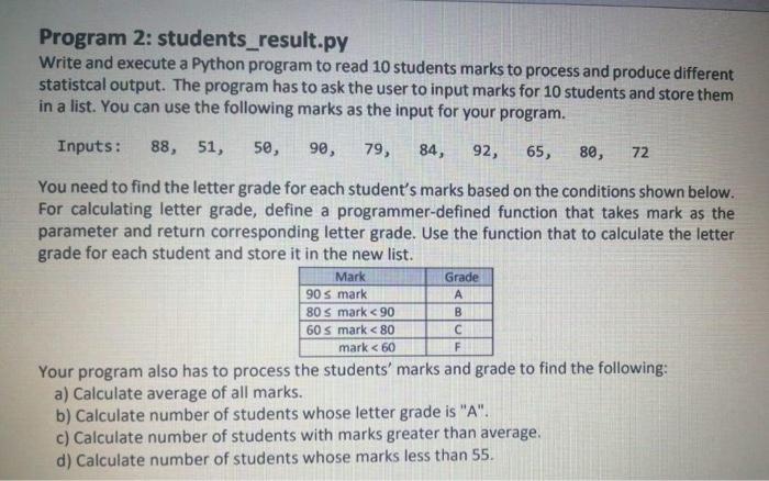Solved Program 2: students_result.py Write and execute a | Chegg.com