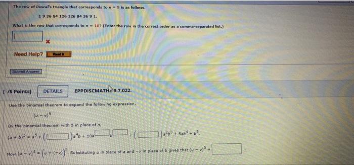 Solved The row of Pascal's triangle that corresponds to is | Chegg.com