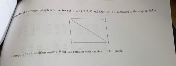 Solved directed graph with vertex set V = {1,2,3,4) and edge | Chegg.com