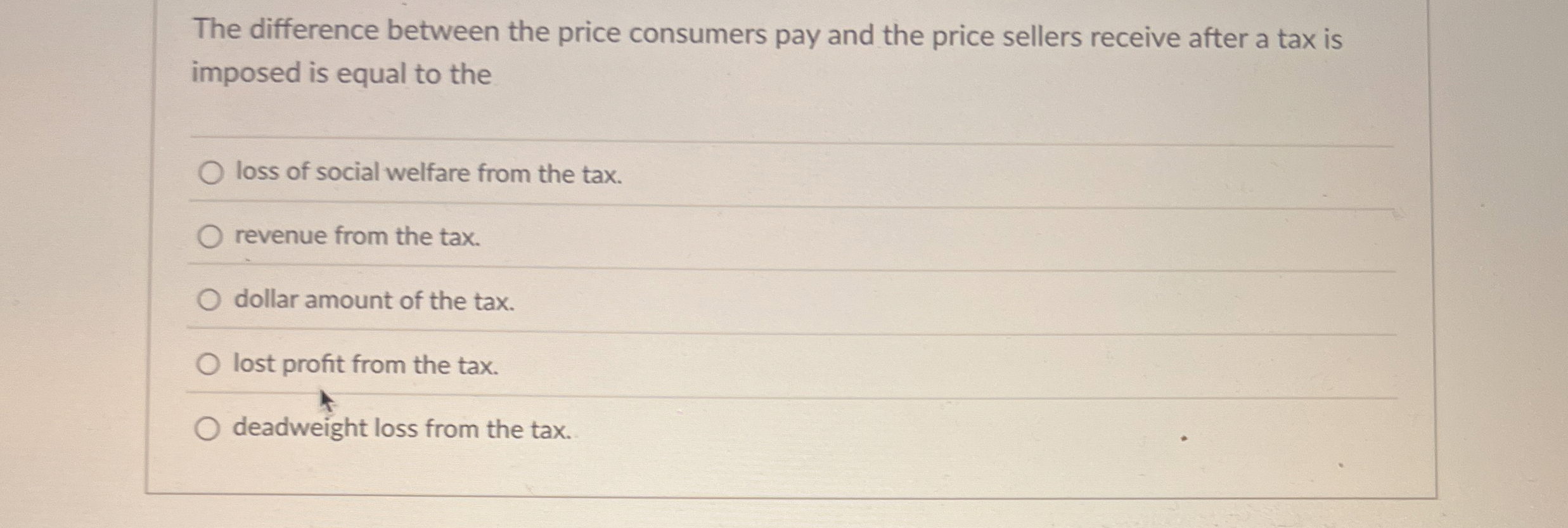 Solved The difference between the price consumers pay and | Chegg.com