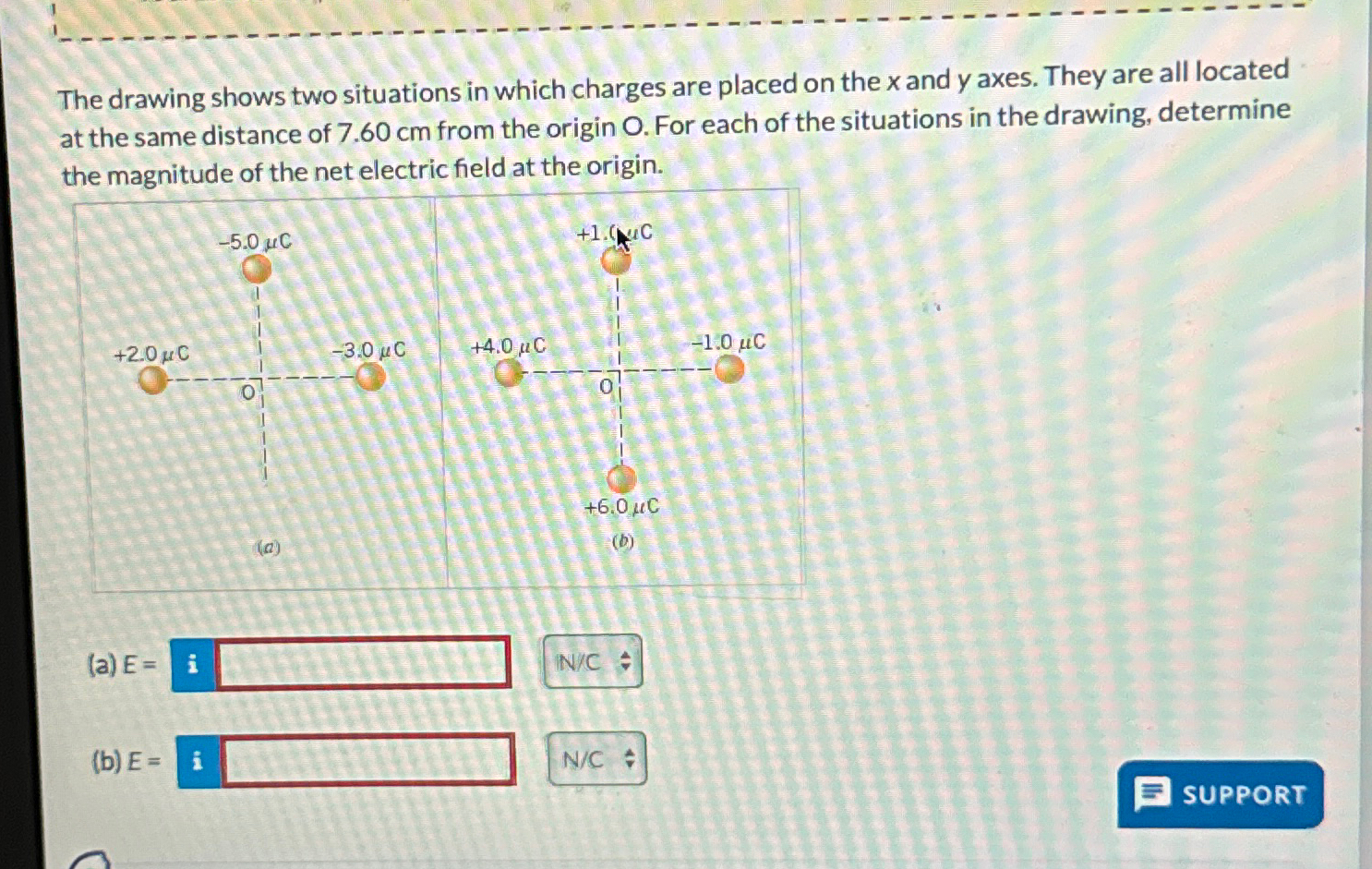 Solved The drawing shows two situations in which charges are