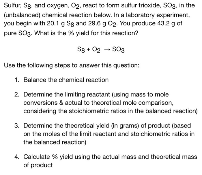 Solved Sulfur, S8, and oxygen, O2, react to form sulfur | Chegg.com