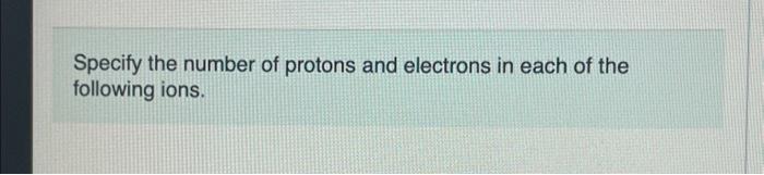 Solved Specify the number of protons and electrons in each | Chegg.com