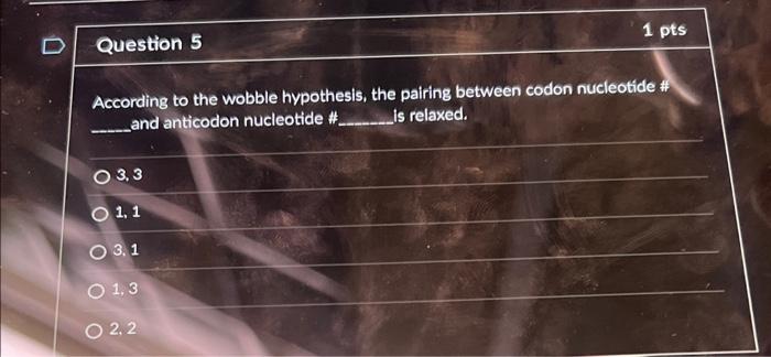 Solved According To The Wobble Hypothesis, The Pairing | Chegg.com