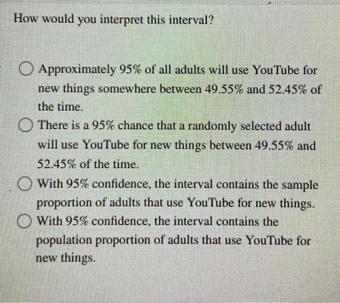 Solved A November 2018 Pew Research Center Survey Consisting | Chegg.com