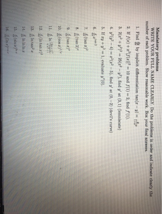 Many Names Problem Solved Mandatory problems WRITE YOUR FULL NAME CLEARLY. Do | Chegg.com