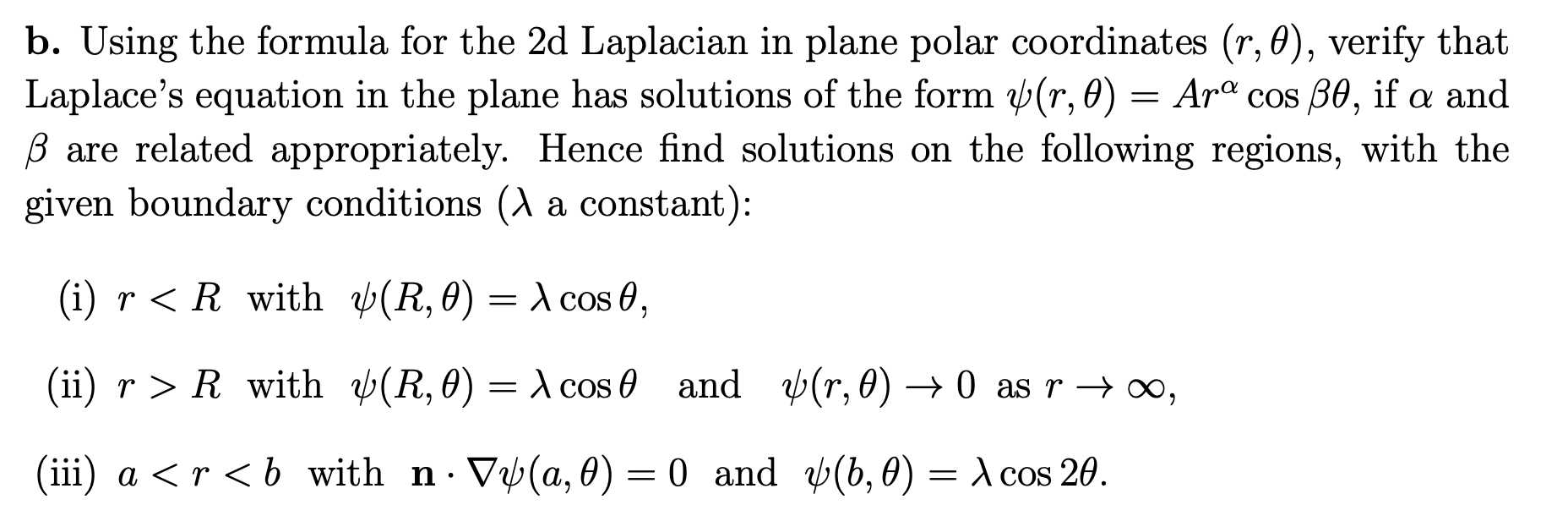 Solved b. ﻿Using the formula for the 2d ﻿Laplacian in plane | Chegg.com