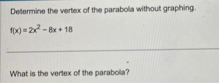 determine the vertex of the parabola