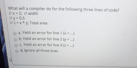 Solved What Will A Compiler Do For The Following Three Lines | Chegg.com