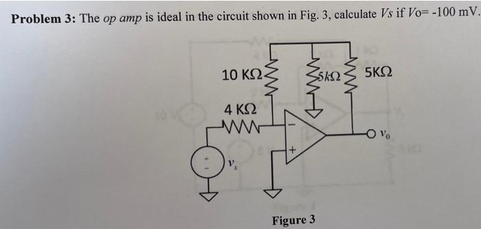 Solved Problem 3: The op amp is ideal in the circuit shown | Chegg.com