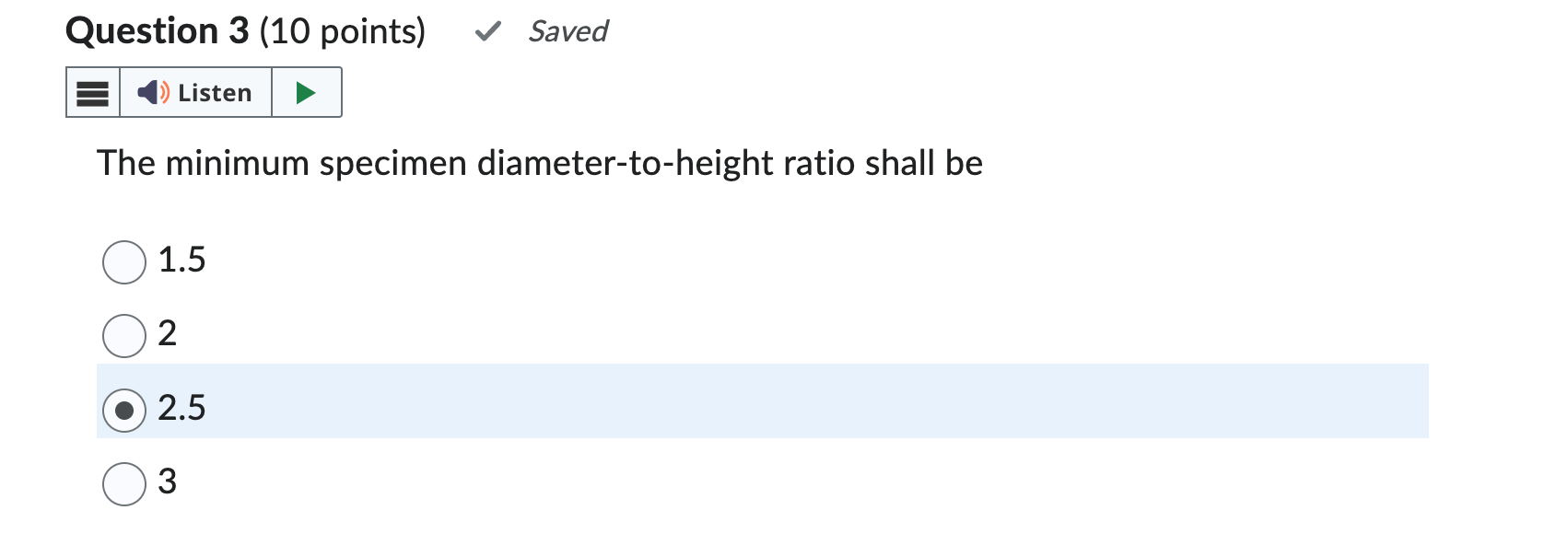 Solved Question 3 (10 ﻿points)The minimum specimen | Chegg.com