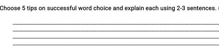 Solved Choose 5 tips on successful word choice and explain | Chegg.com