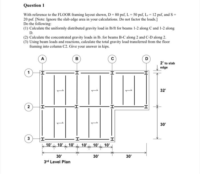 Solved Question 1 With reference to the FLOOR framing layout | Chegg.com