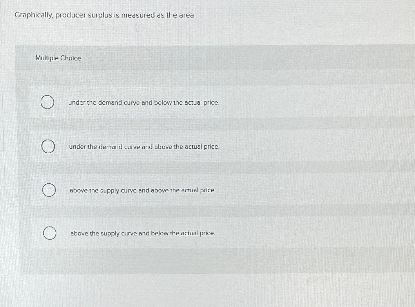 Solved Graphically, producer surplus is measured as the