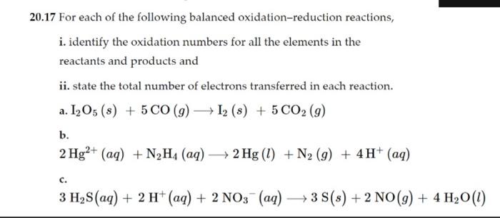 Solved 20.17 For each of the following balanced | Chegg.com