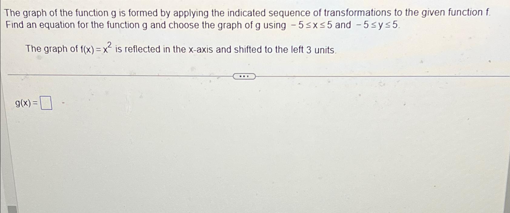 Solved The graph of the function g ﻿is formed by applying | Chegg.com