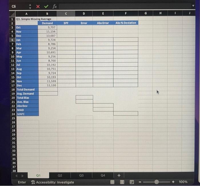 Solved C6 1 Q2. Weighted Moving Average1 Q3. Exponential