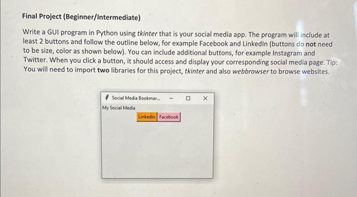 Solved Final Project (Beginner/Intermediate) Write a GUI | Chegg.com