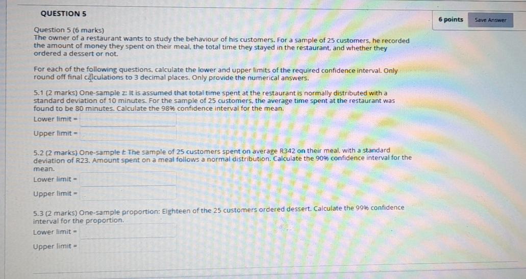 Solved QUESTION 5 6 points Save Answer Question 5 (6 marks) | Chegg.com