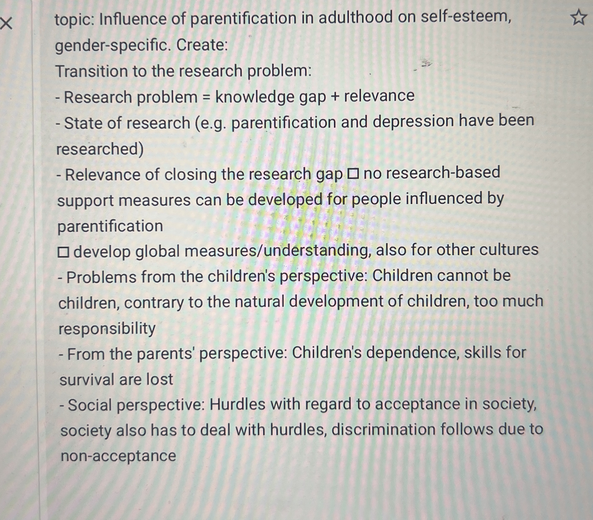 Solved topic: Influence of parentification in adulthood on | Chegg.com