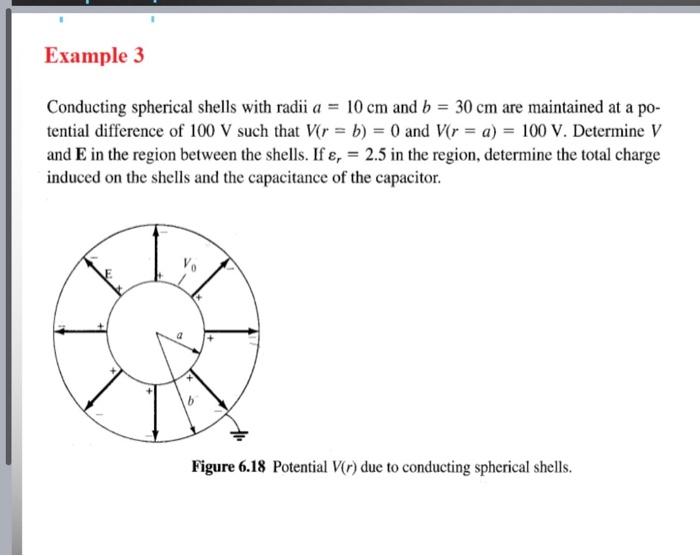 Solved Example 3 Conducting spherical shells with radii a = | Chegg.com