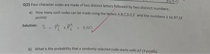 Solved Q(2) Four character codes are made of two distinct | Chegg.com
