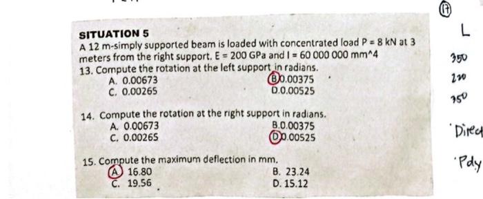 Solved SITUATION 5 A 12 m-simply supported beam is loaded | Chegg.com