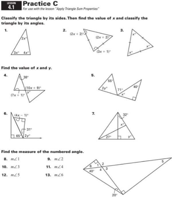 Lesson Practice C 4 1 For Use With The Lesson Apply Chegg 