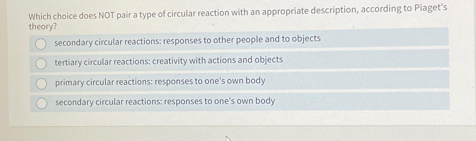 Piaget tertiary circular online reactions