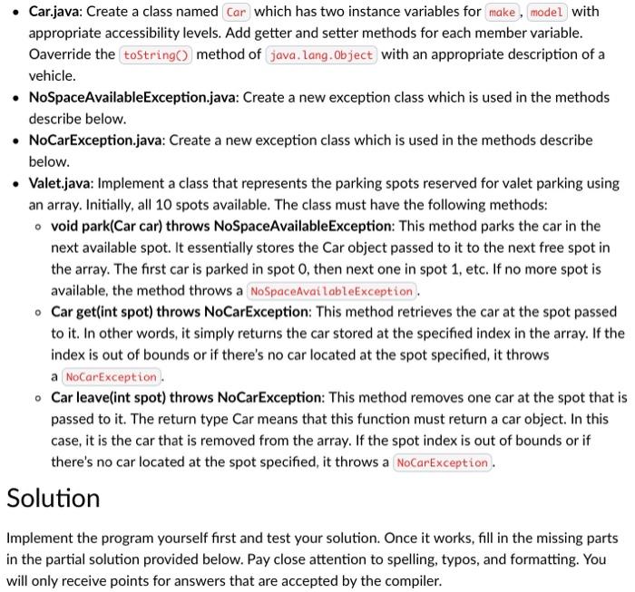 Solved • Car.java: Create a class named Car which has two | Chegg.com