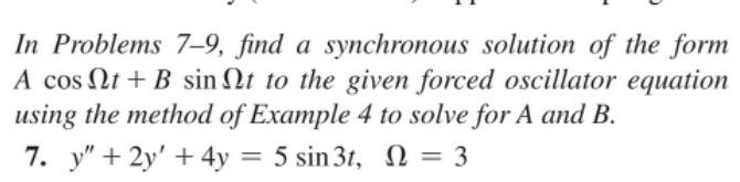 Solved In Problems 7-9, Find A Synchronous Solution Of The | Chegg.com