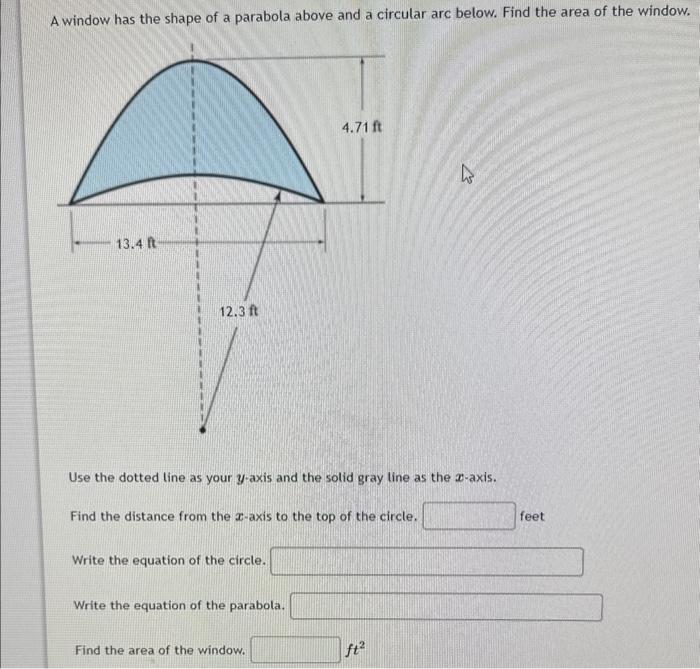 Solved A window has the shape of a parabola above and a | Chegg.com