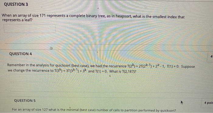 Solved QUESTION 3 When an array of size 171 represents a | Chegg.com