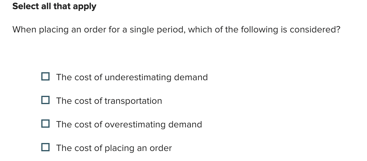 Solved Select all that applyWhen placing an order for a