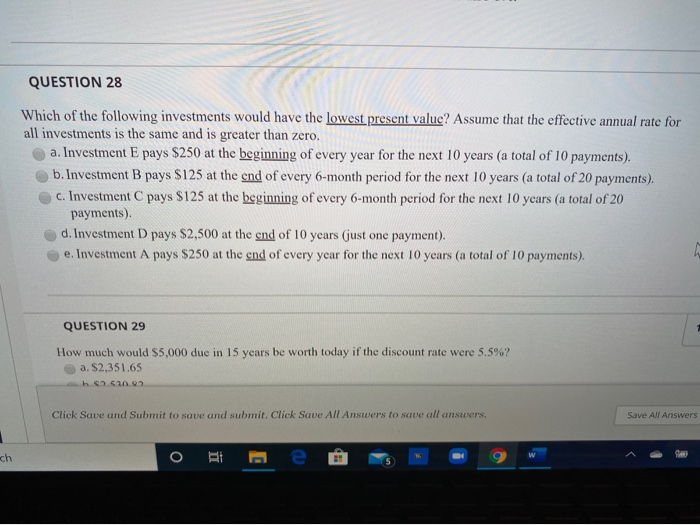 Solved QUESTION 28 Which of the following investments would | Chegg.com