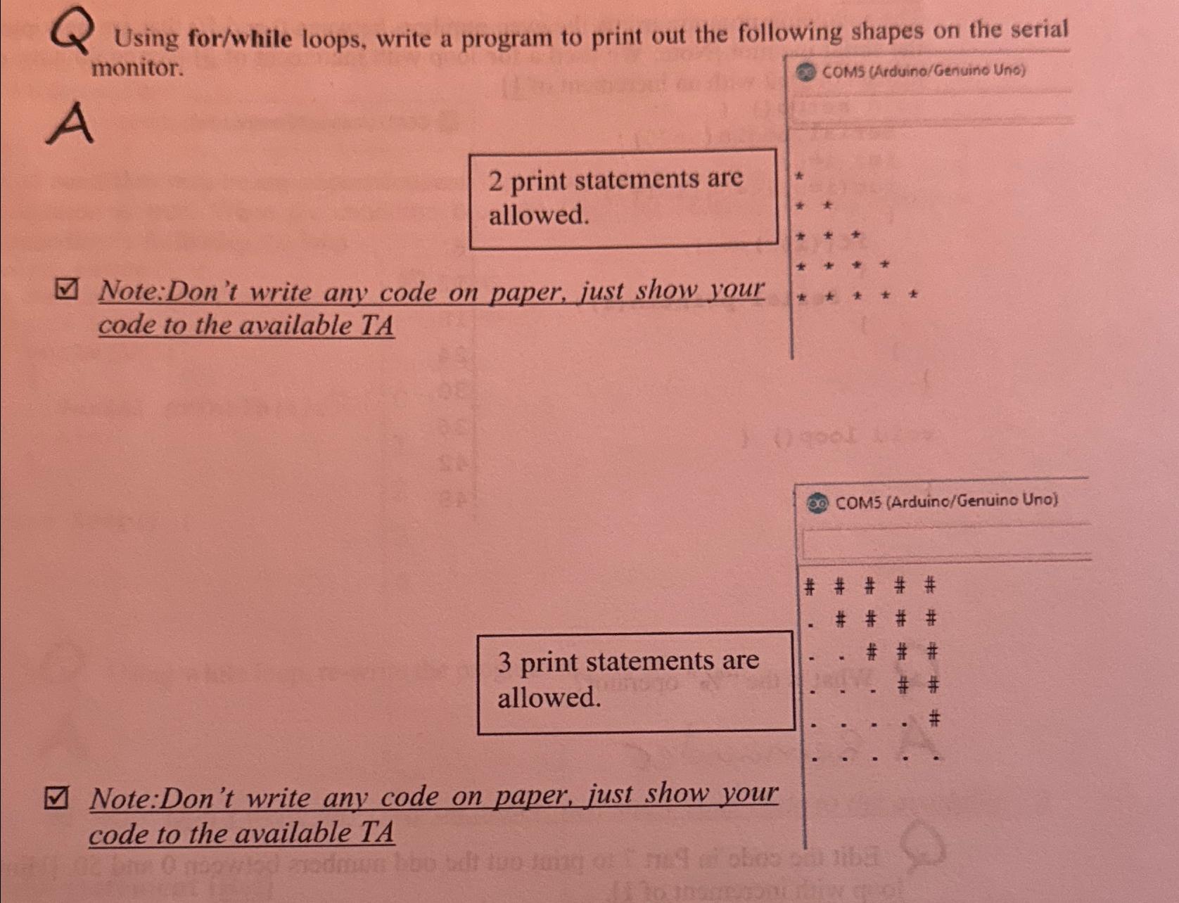 Solved Using for/while loops, write a program to print out | Chegg.com