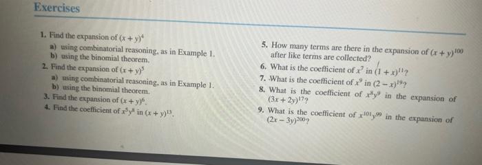 Solved 1. Find The Expansion Of (x+y)4 A) Using | Chegg.com