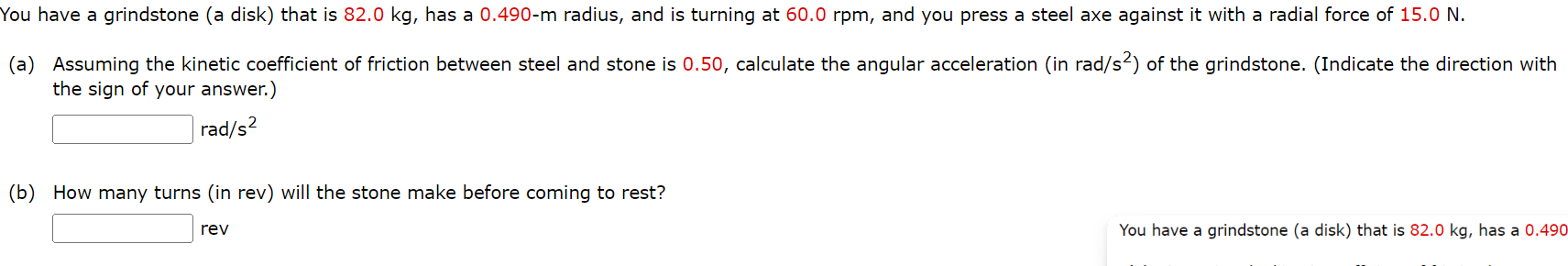 Solved You have a grindstone (a disk) ﻿that is 82.0kg, ﻿has | Chegg.com